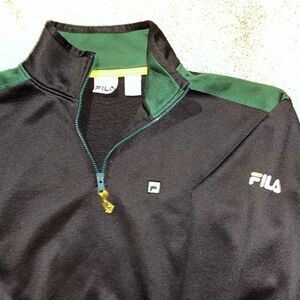 Fila Cotton Poly Sweater Sweatshirt Tennis Prep Americana L T Neck 1/4 Zipper